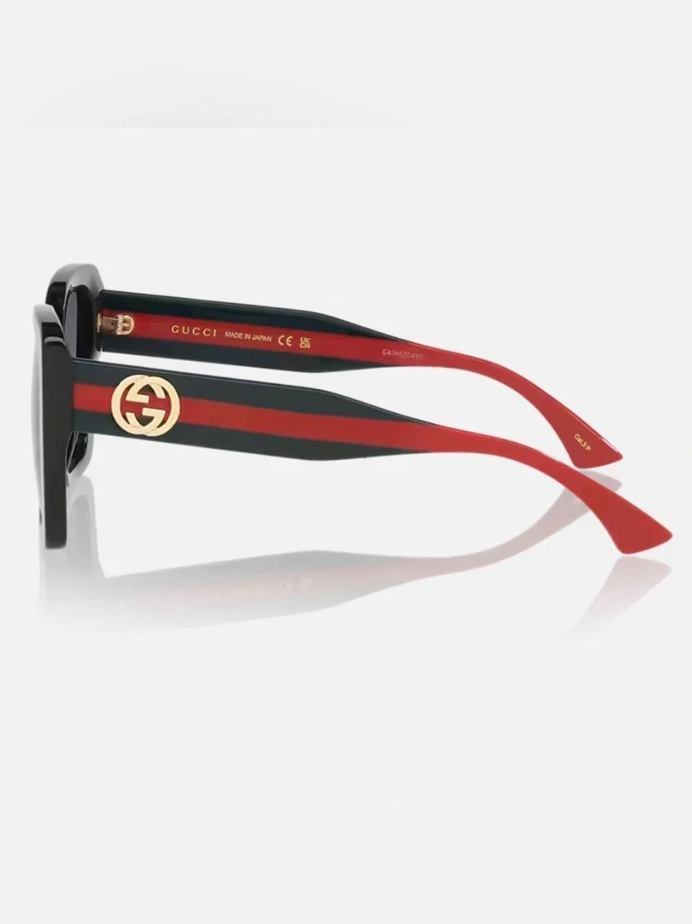 Gucci Black Sunglasses Red cherry Stripes Gold GG Logo new with case & box